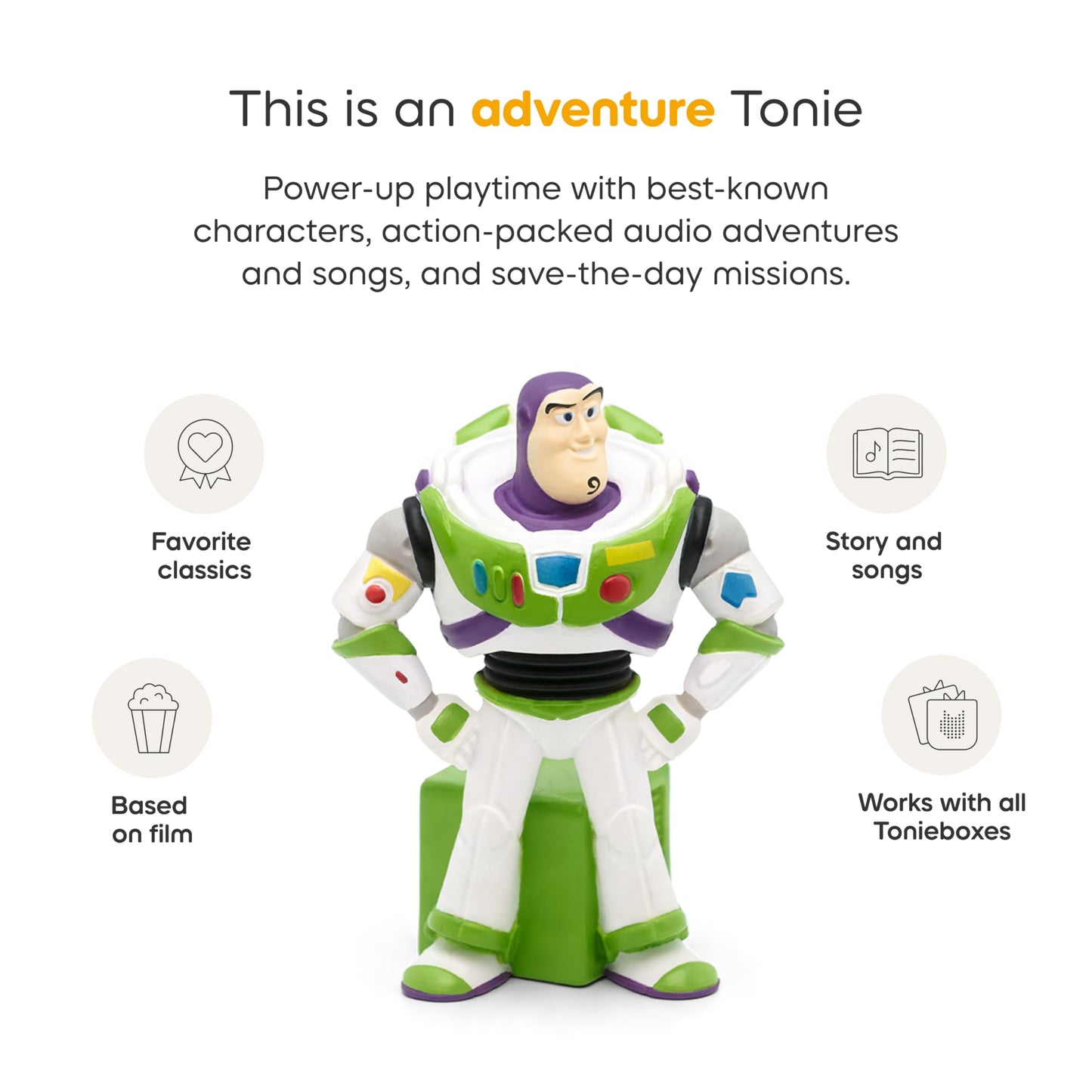Tonies Buzz Lightyear imported educational toy character showing magnetic base