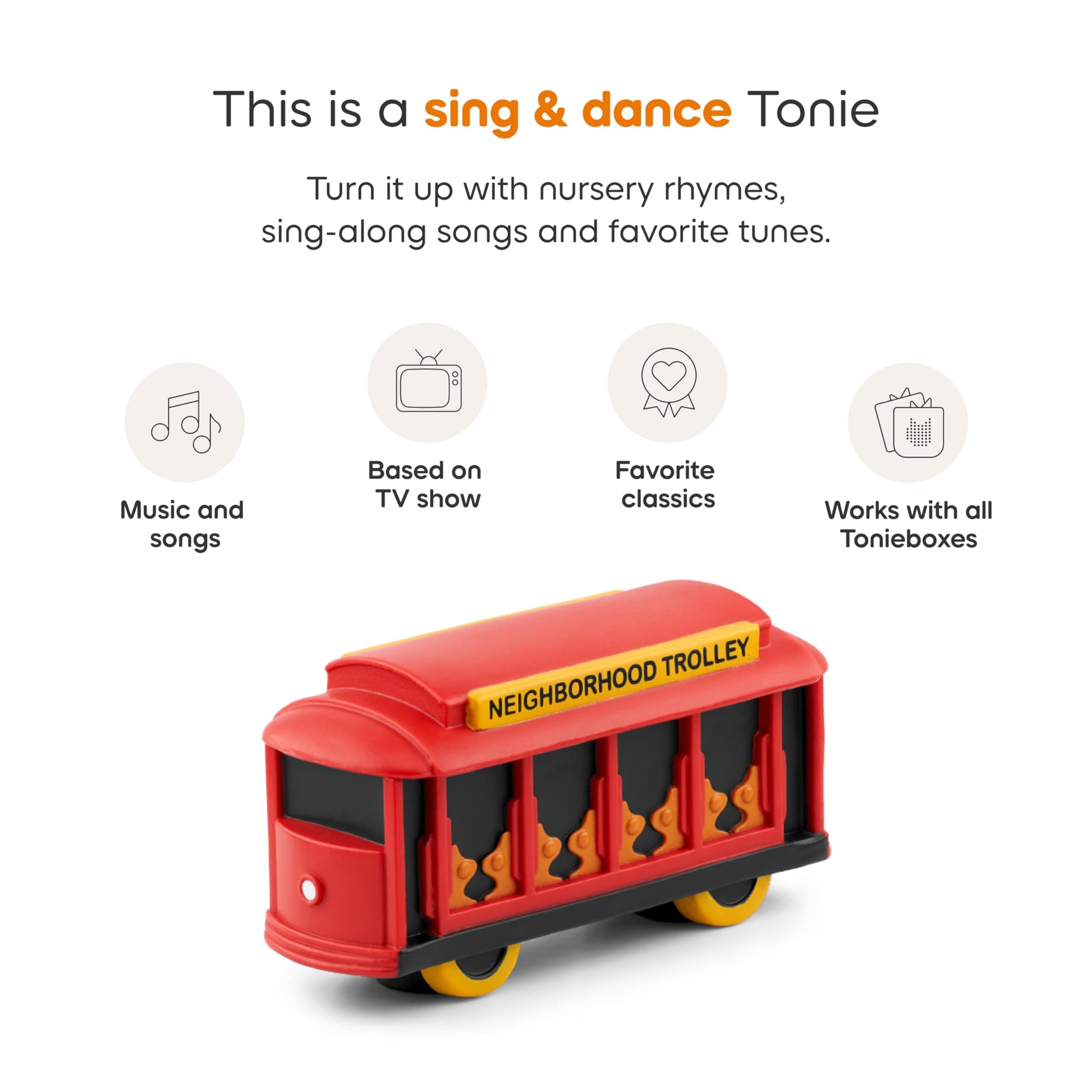 Tonies Mister Rogers Neighborhood Audio Toy Figurine side view illustrating its magnetic base design.