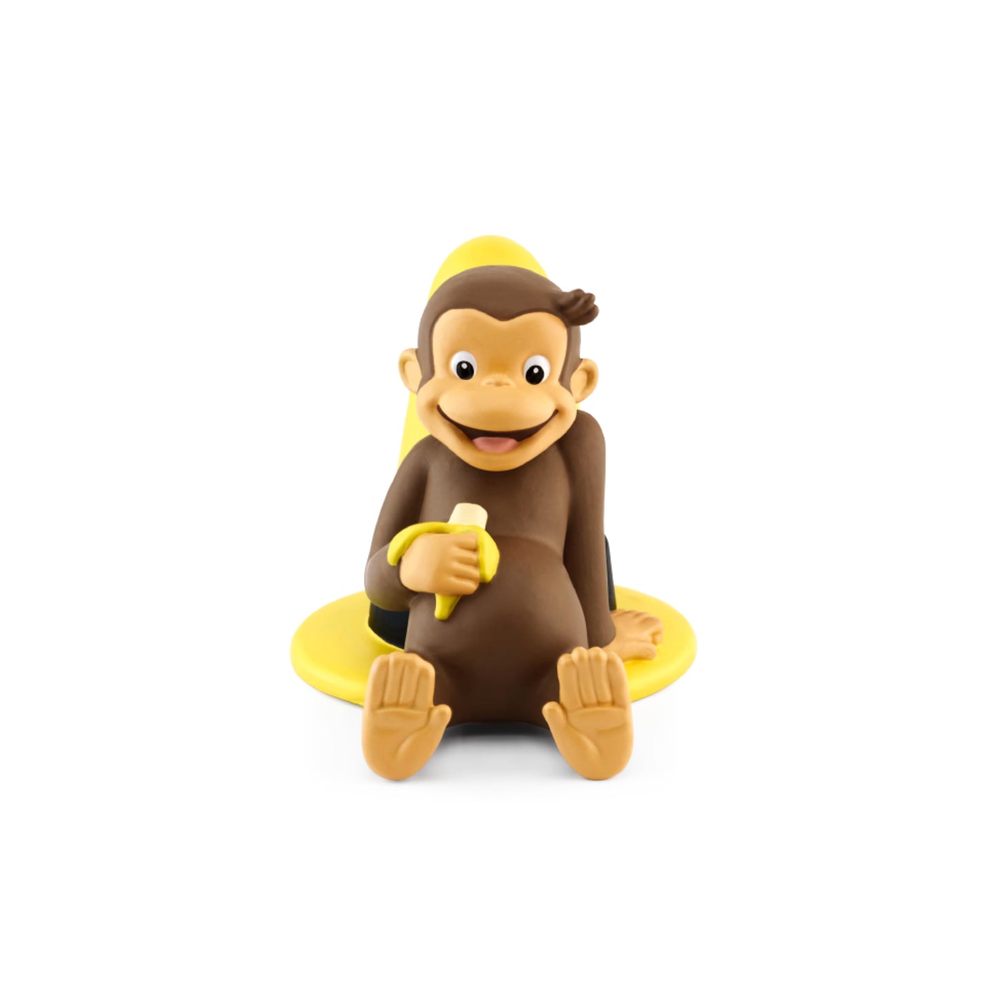Tonies Curious George collectible story figurine placed on a compatible speaker box system