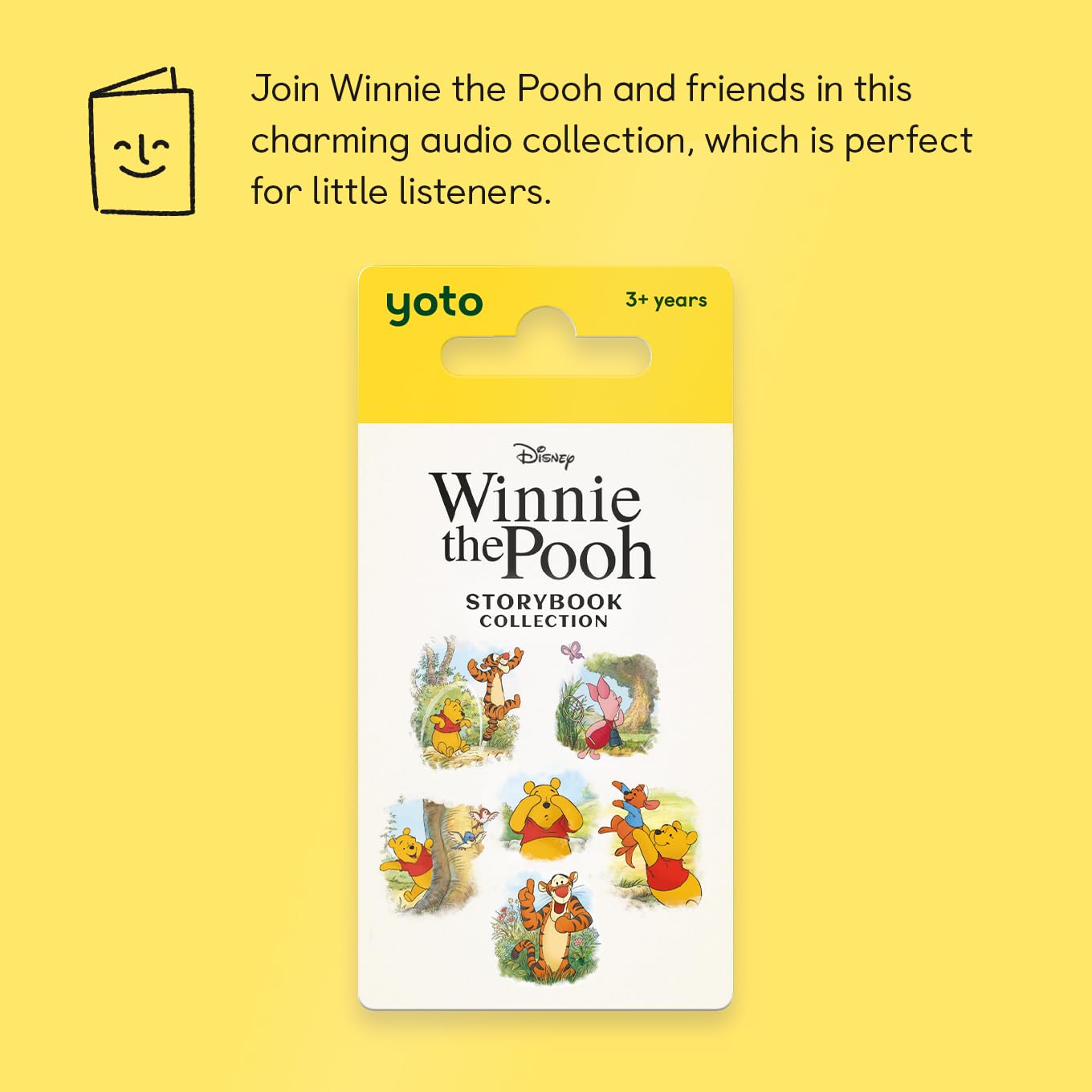 Authentic Yoto smart audio card featuring classic Disney character graphics and yellow theme color packaging
