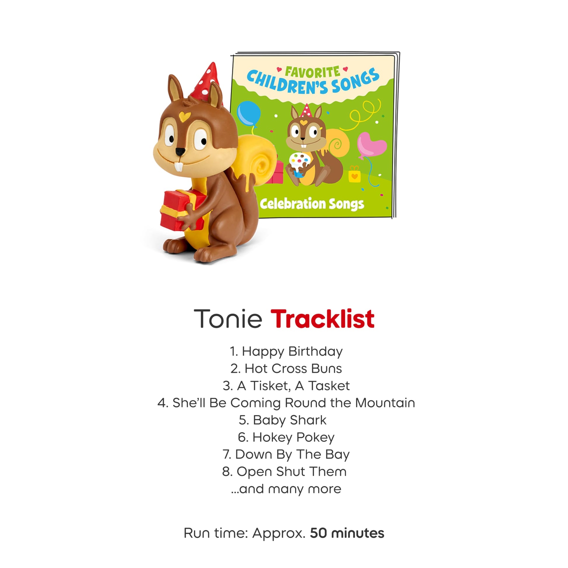 The collectible squirrel character from the Tonies Favorite Children's Songs collection displaying its magnetic base.