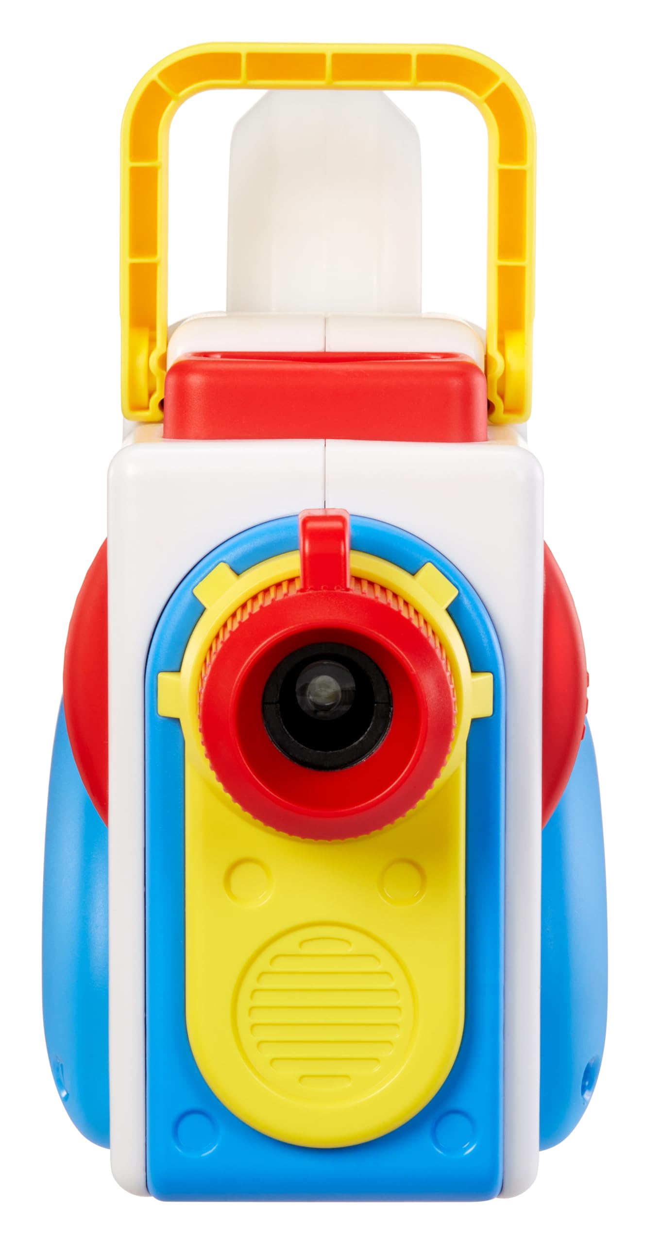 Toddler adjusting the volume and focus dial on the Little Tikes screen free toy