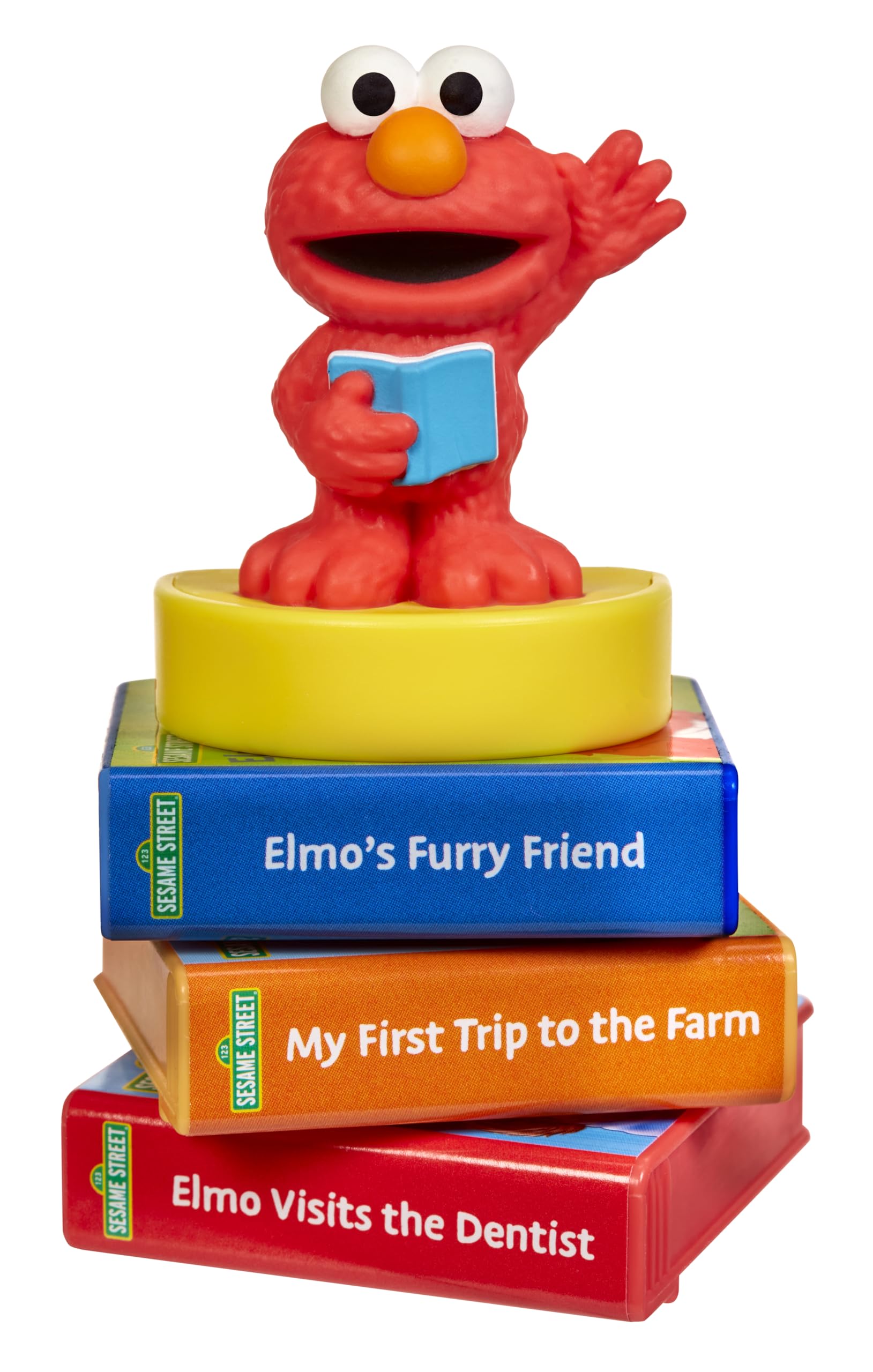 Close up view of the story cartridge labels showcasing individual book titles
