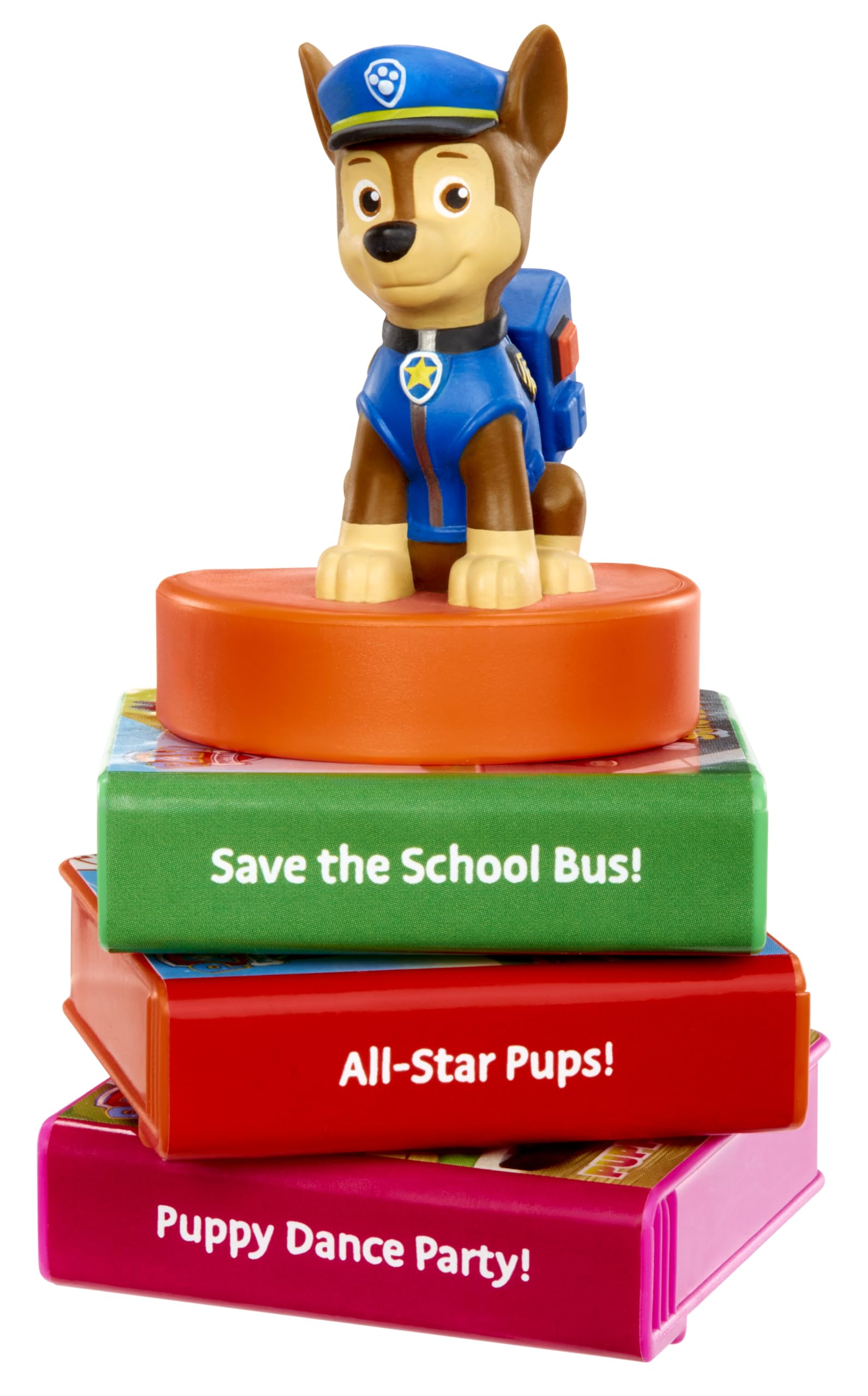 Chase character figurine from the Little Tikes Hero Collection activating the nightlight mode with colorful projection effects.