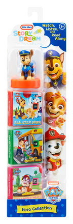 Close up view of the Little Tikes PAW Patrol story cartridges showing early reading highlighted text design.