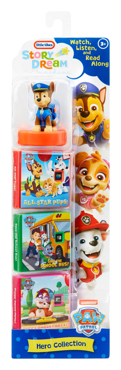 Close up view of the Little Tikes PAW Patrol story cartridges showing early reading highlighted text design.