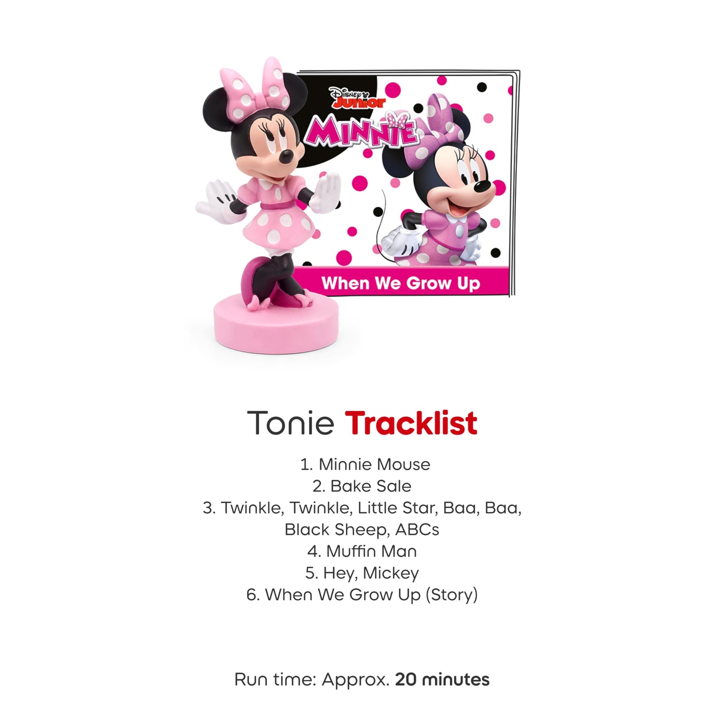 Close up view of the Minnie Mouse audio figurine detailing the premium finish and paint quality.