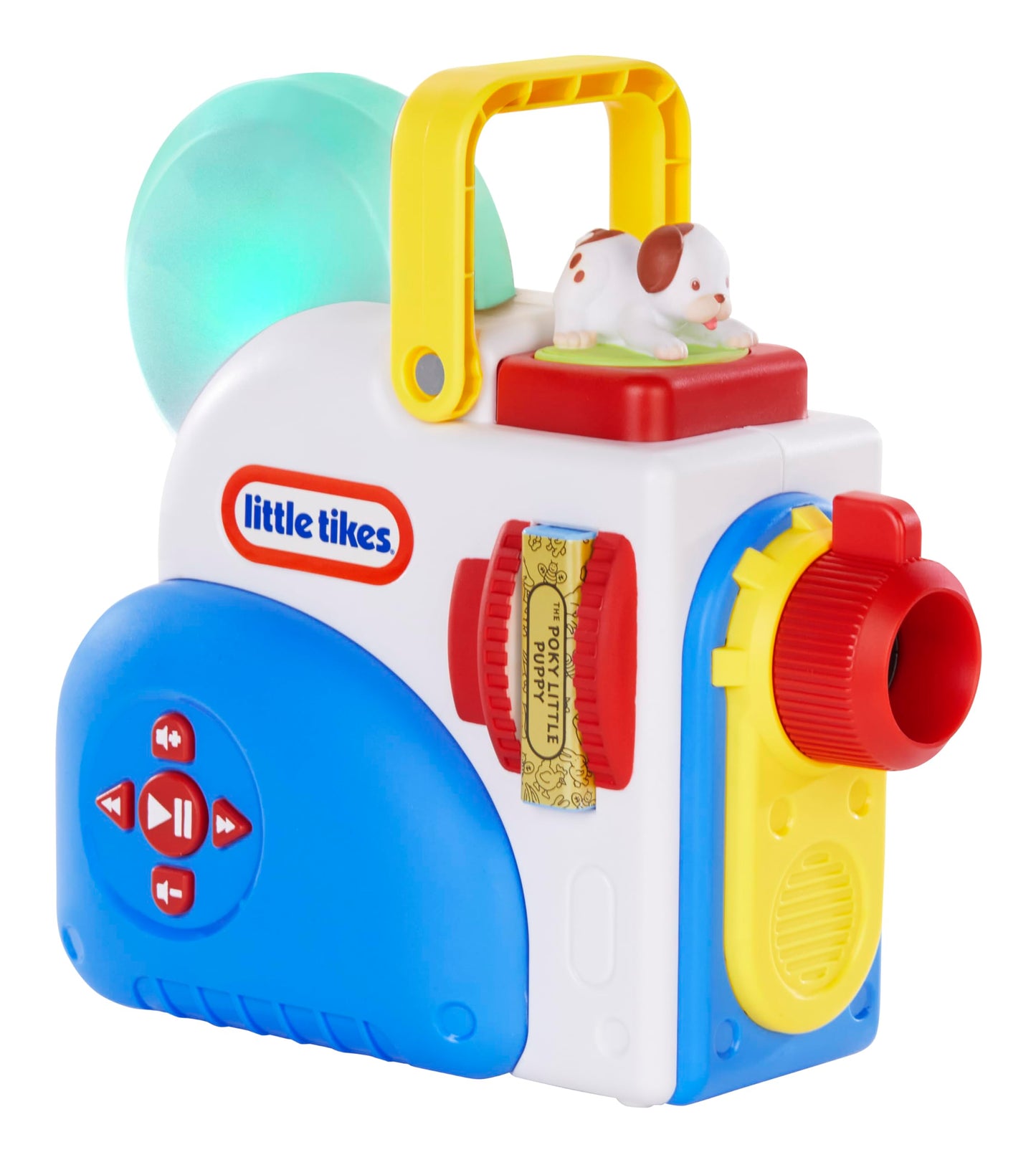 Little Tikes story projector projecting a Little Golden Book onto a bedroom wall