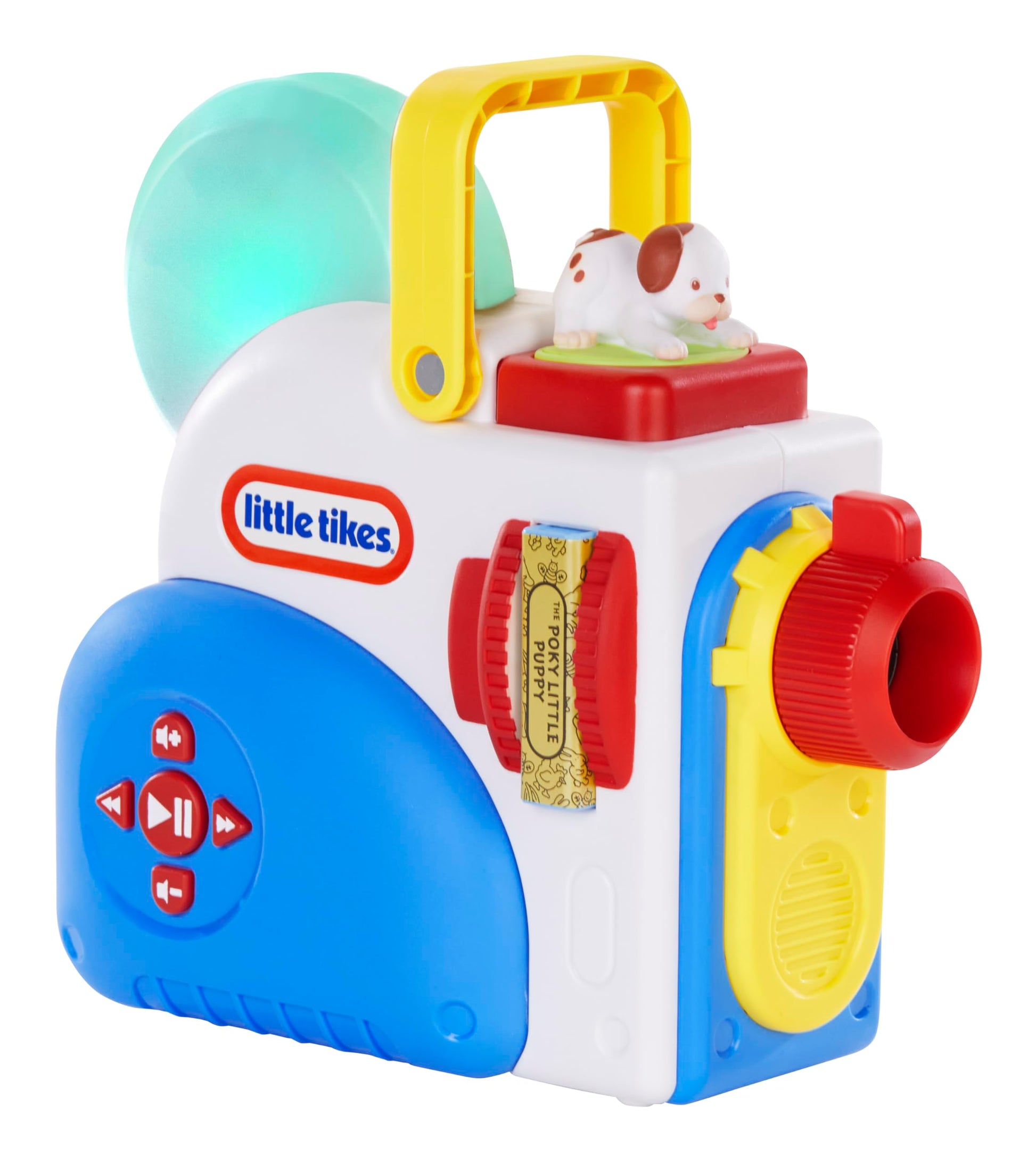 Little Tikes story projector projecting a Little Golden Book onto a bedroom wall