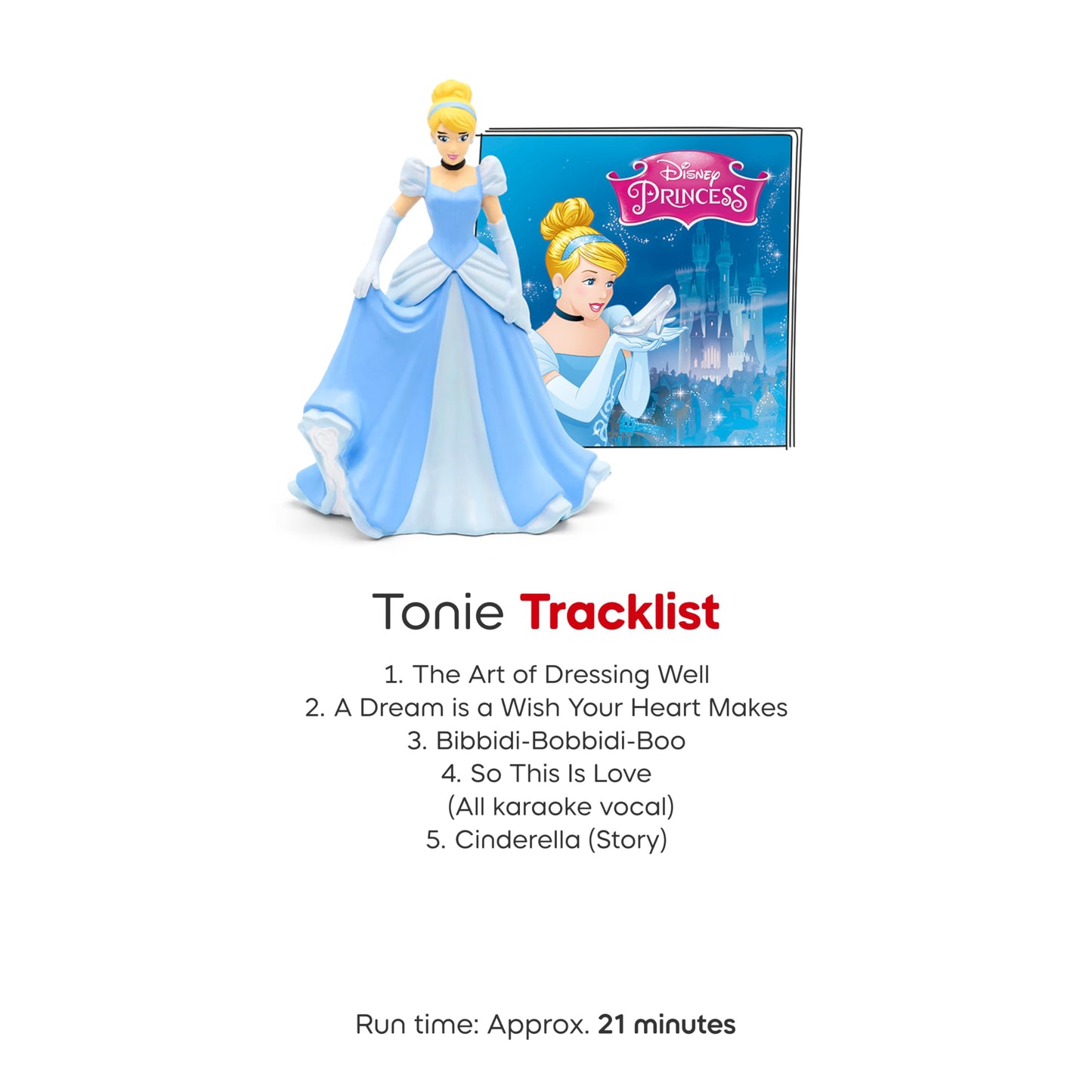 Tonies Cinderella interactive audio toy packaging front design for kids aged three plus