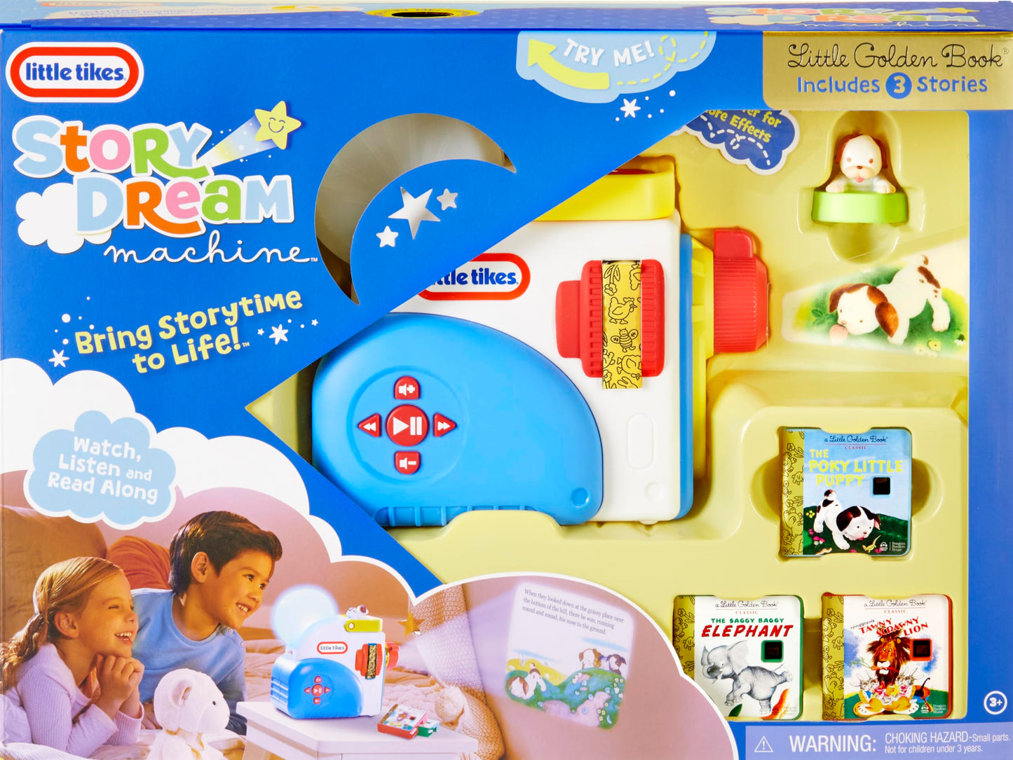 Three included Little Golden Book cartridges inside the side storage slots