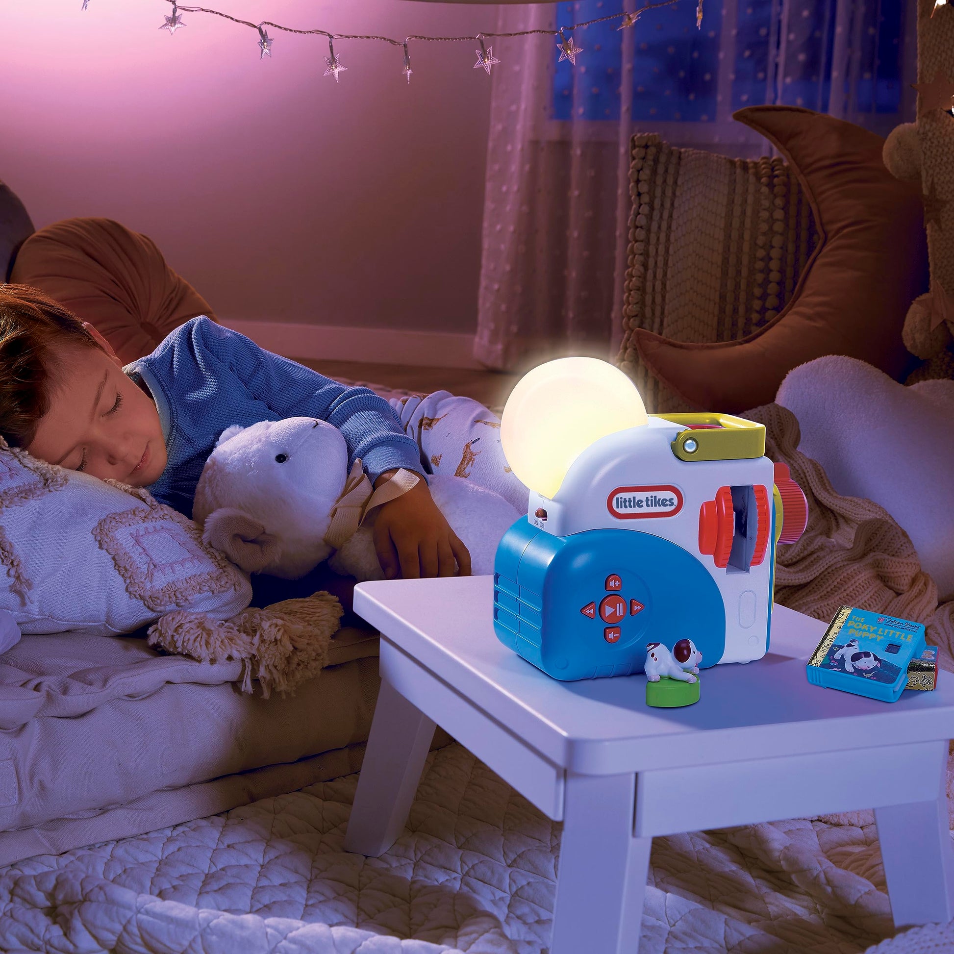 Close up of the light emitting diode lens on the children storybook projector