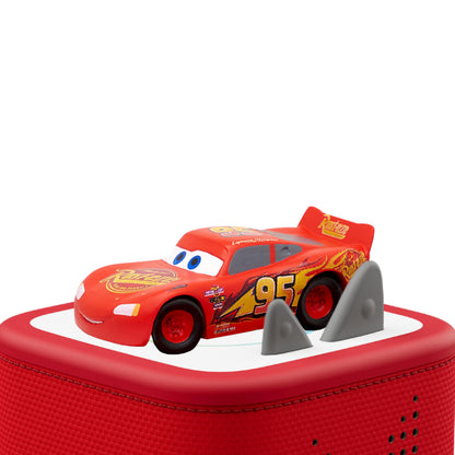 Tonies Lightning McQueen character figurine showing Rust-eze sponsor logos