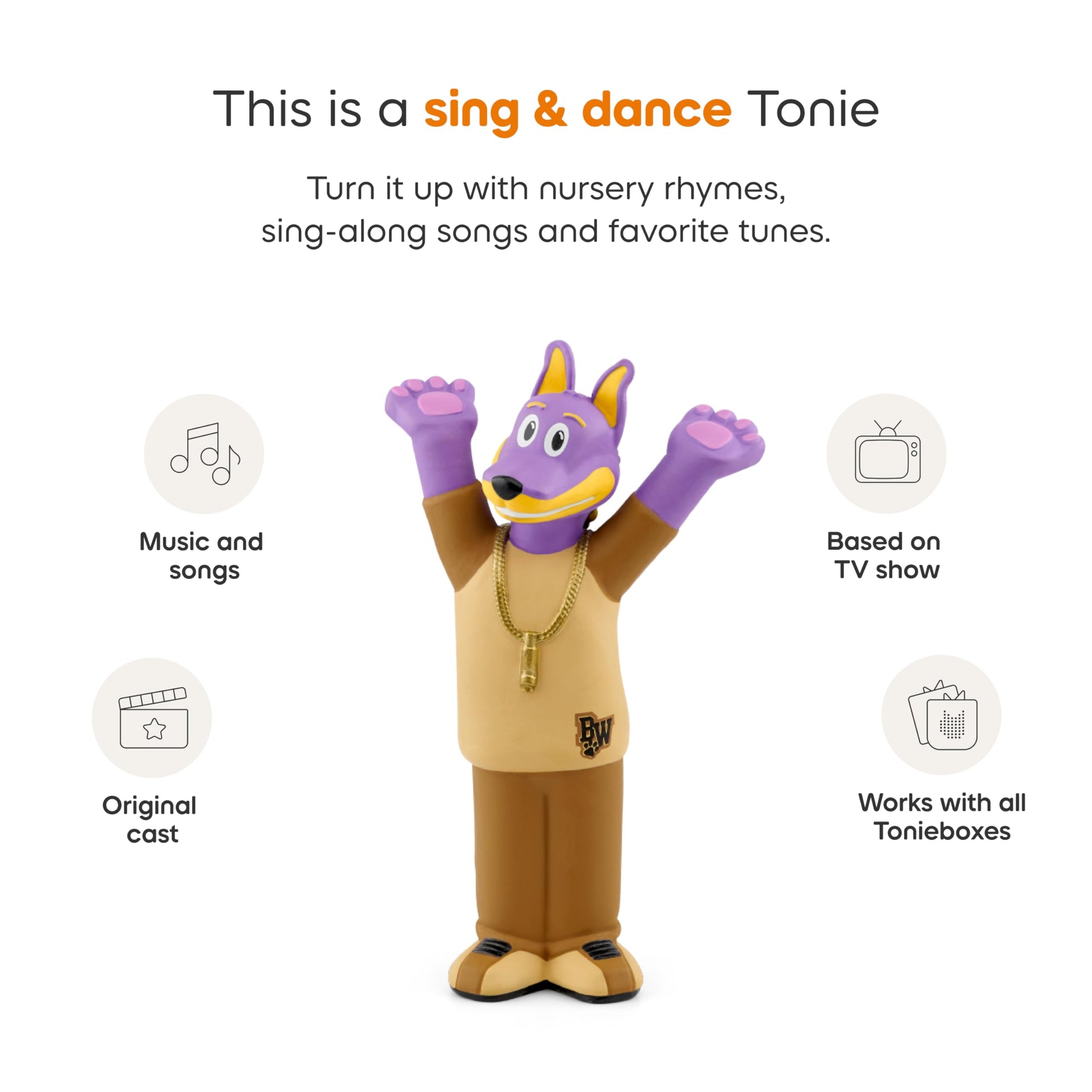 Close-up of the magnetic base on the Tonies Doggyland Bow Wizzle learning companion.