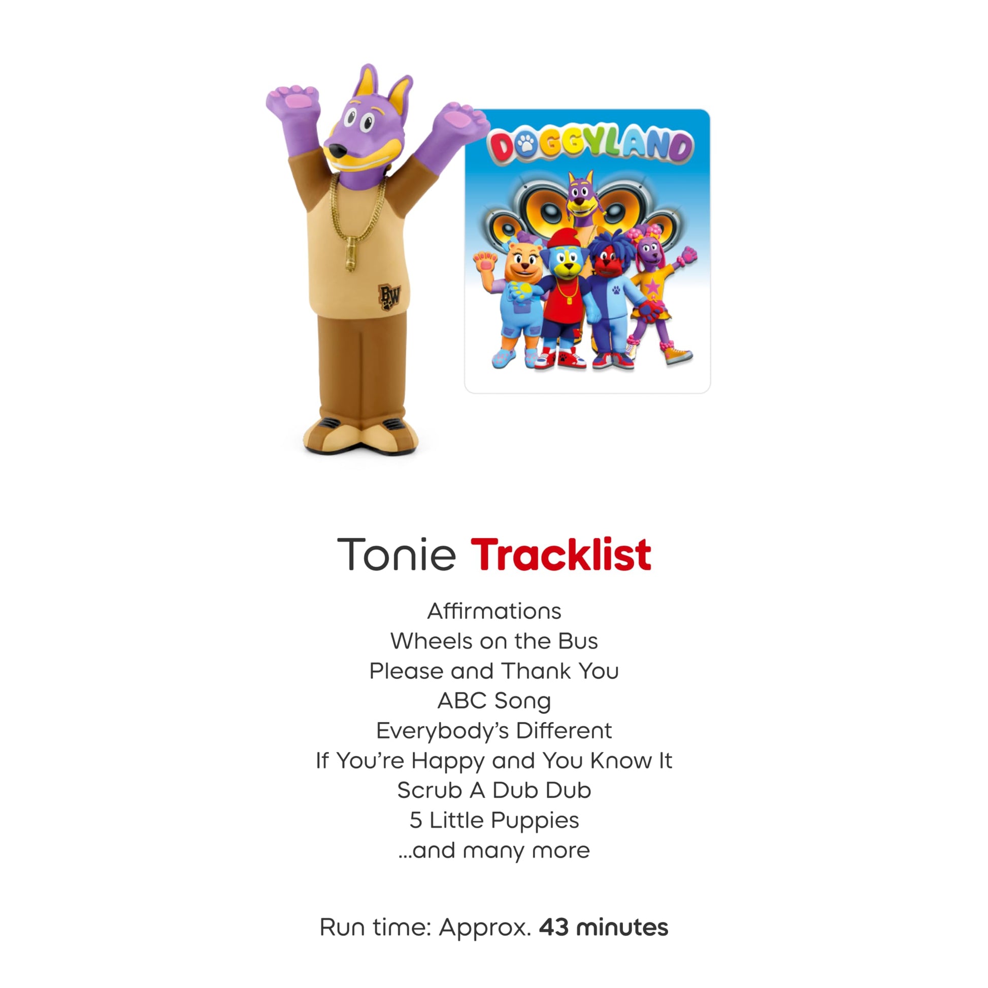 Tonies Doggyland Bow Wizzle figurine demonstrating how children can enjoy screen-free audio entertainment.