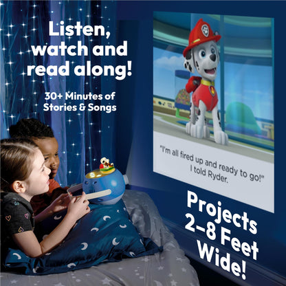 Luna Storytime audio player showing the glowing night light feature illuminating a darkened nursery room.