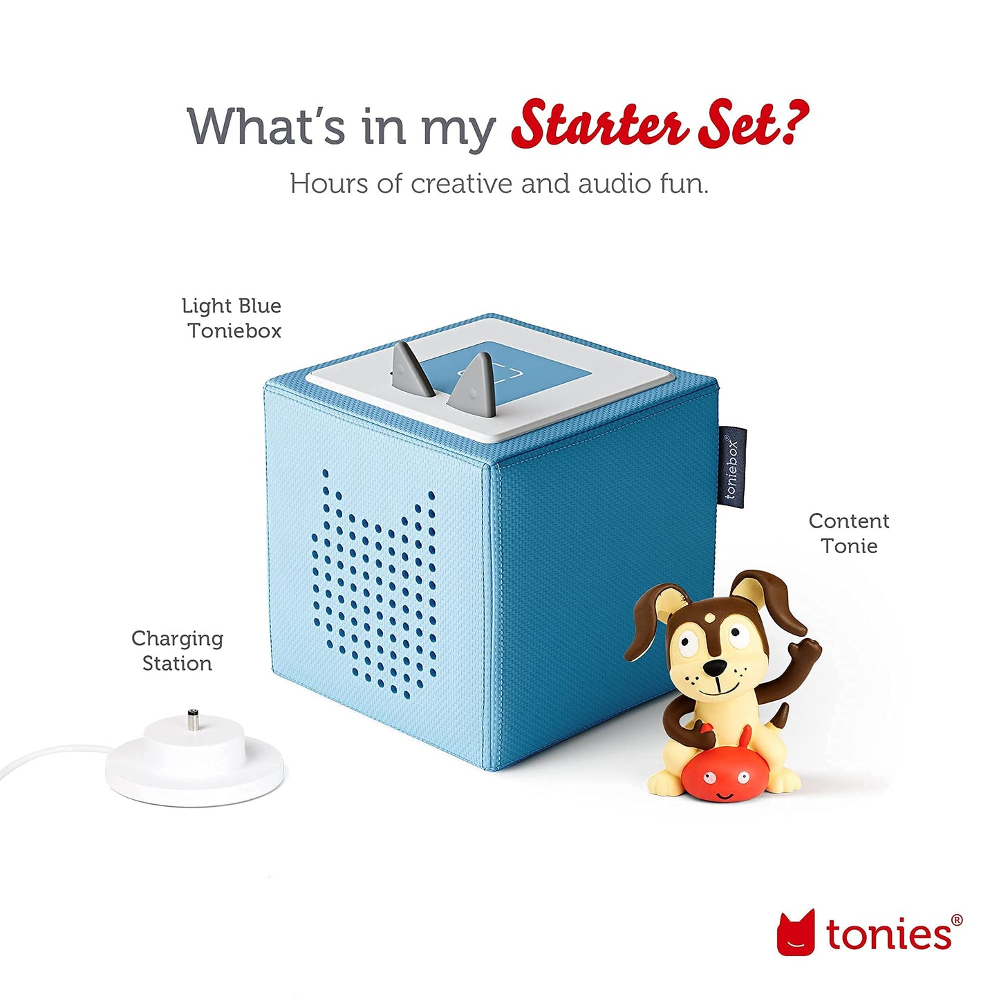 Close up of soft padded audio box showing volume controlling ears