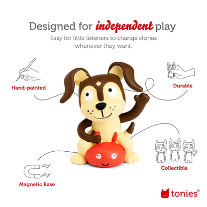Durable drop resistant toddler audio system with interactive puppy toy