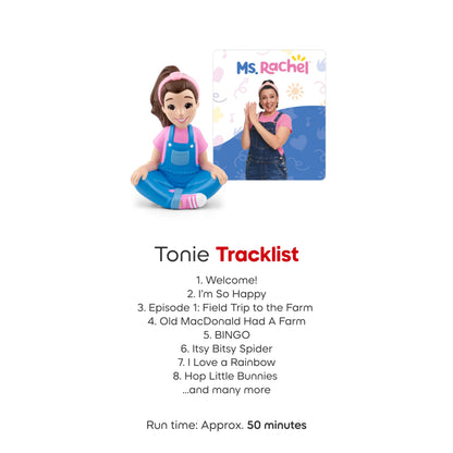 Top view of the screen free Ms Rachel interactive audio figurine for early childhood speech development.