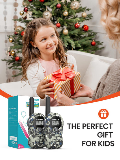 FOREDOM kids walkie talkie set packaged in its premium gift box layout