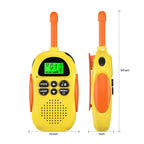 Side profile of HPROMOT kid walkie talkies emphasizing the durable non slip ABS plastic body and compact size.