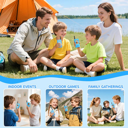 MINIBEAR holiday gift toy pack showing two blue video walkie talkies for boys and girls ages three to twelve