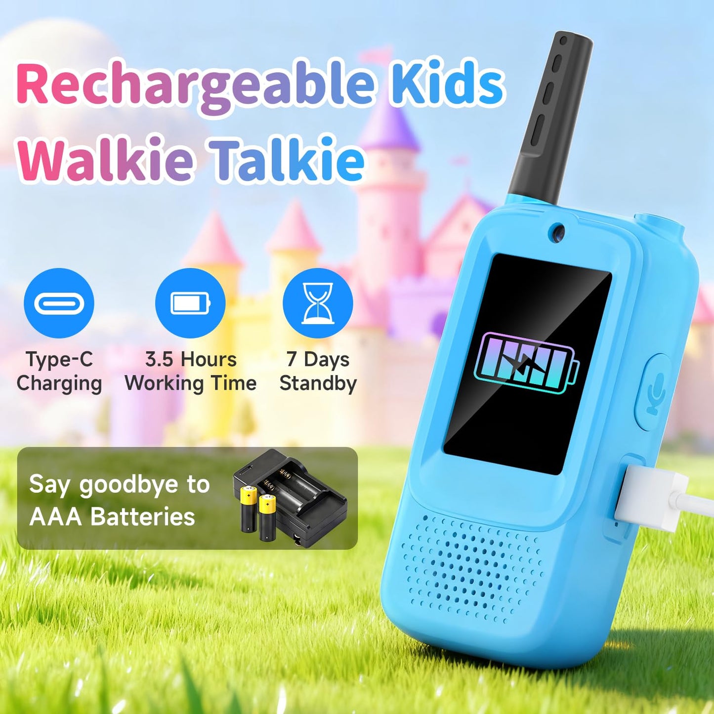 MINIBEAR premium imported children walkie talkies with high definition display screen and compact grip