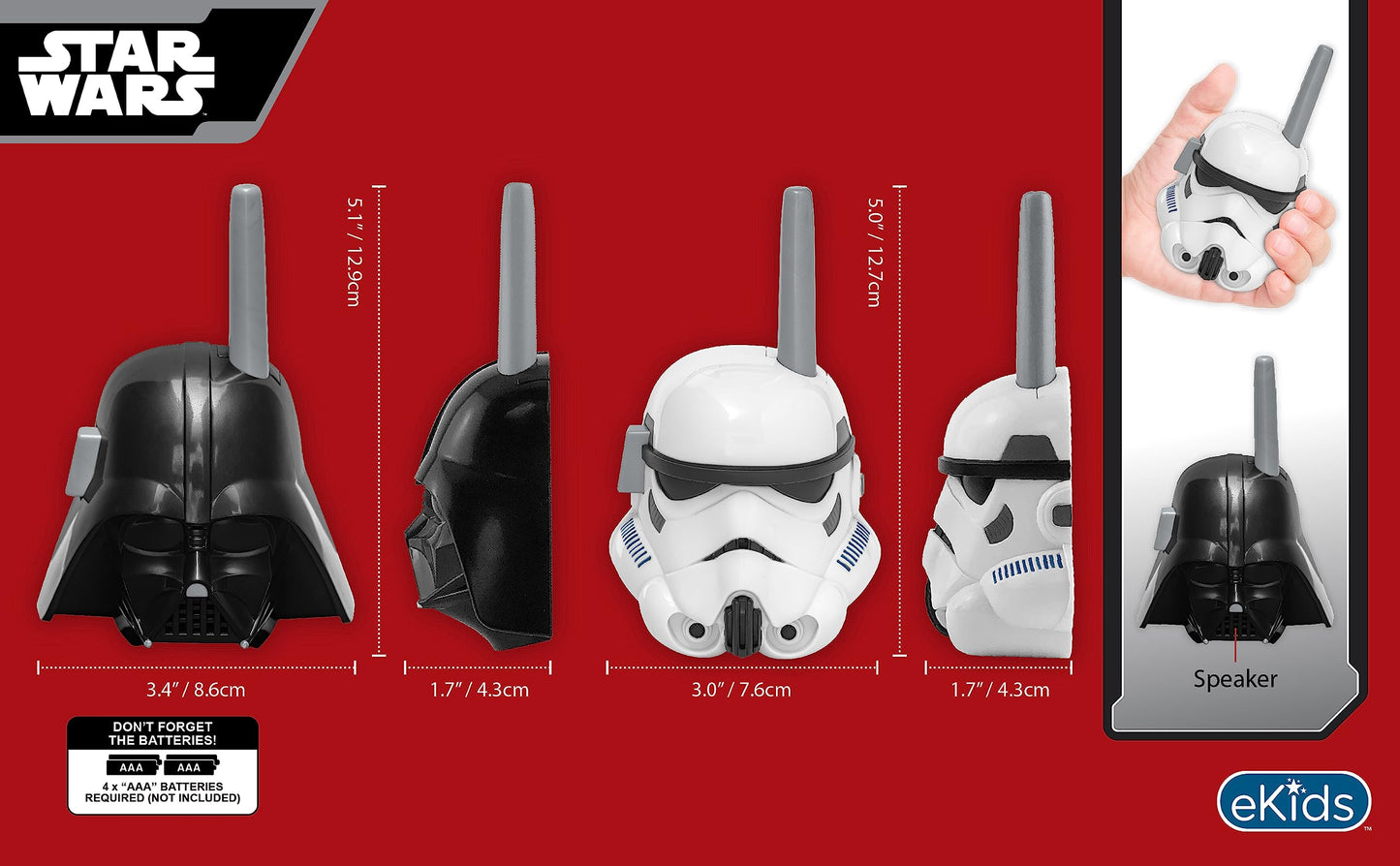 eKids Star Wars kids communication toy highlighting the integrated belt clip attachment on the back