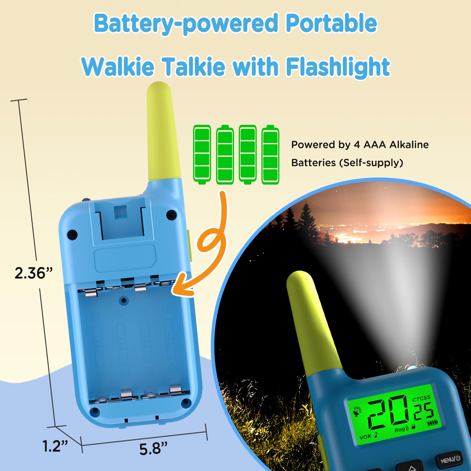 Peakeep children camping walkie talkies showcasing the compact structural design scaled perfectly for small hands to hold