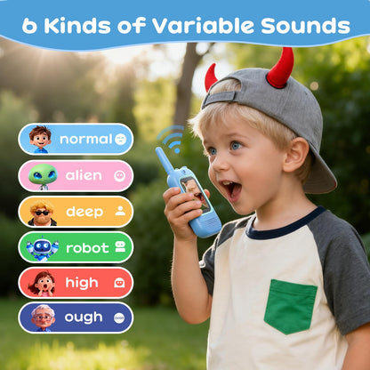 Kids long range video intercom radios showing the interactive color display screens clearly