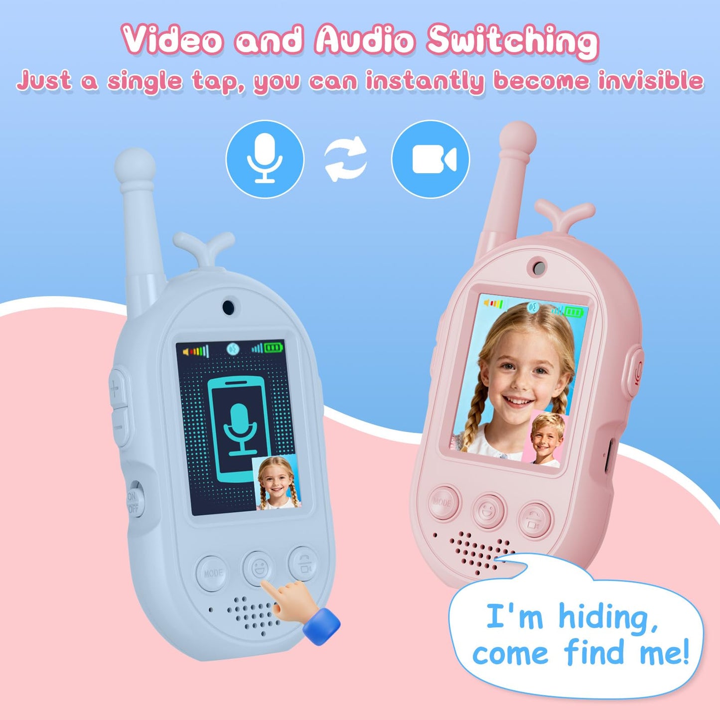 Trigowalt kids smart walkie talkies showing the comfortable lightweight grip designed for small hands