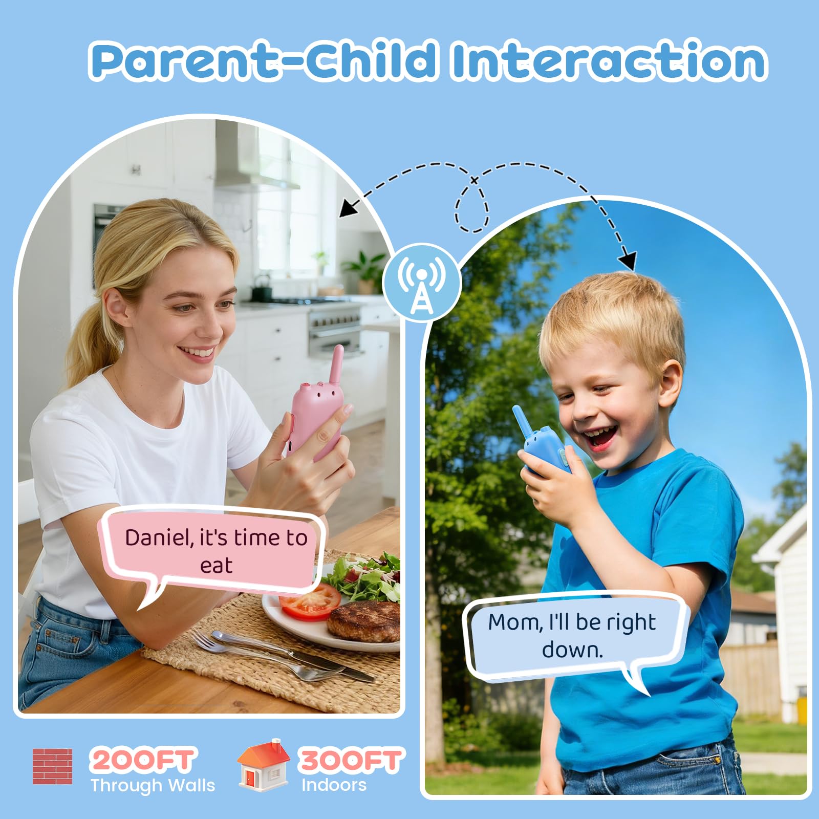 Durable wireless two way intercom set for outdoor camping adventures and backyard playtime