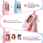 YUSSBCU rechargeable toy walkie talkies highlighting the Type-C charging port on the bottom of the unit.