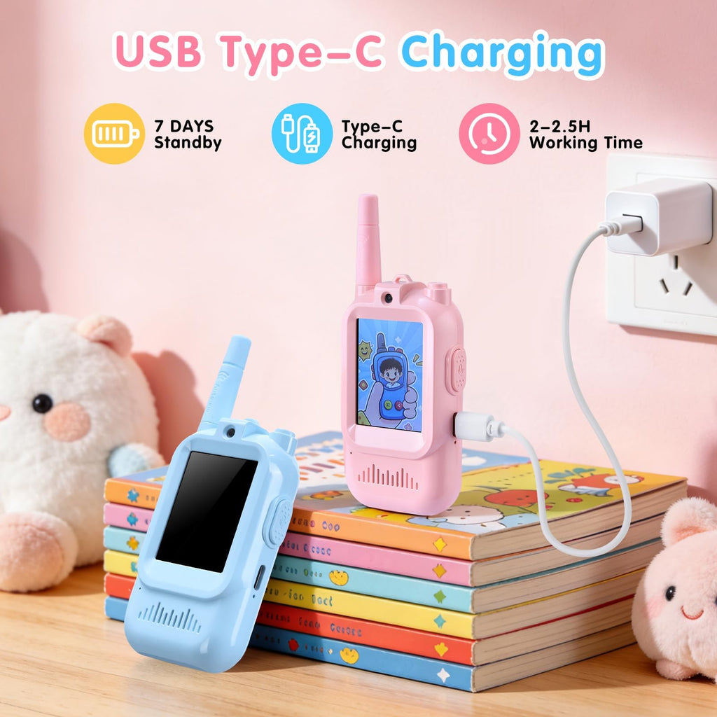 YUSSBCU long range children two way radio set side view showing the durable child-safe ABS plastic construction.