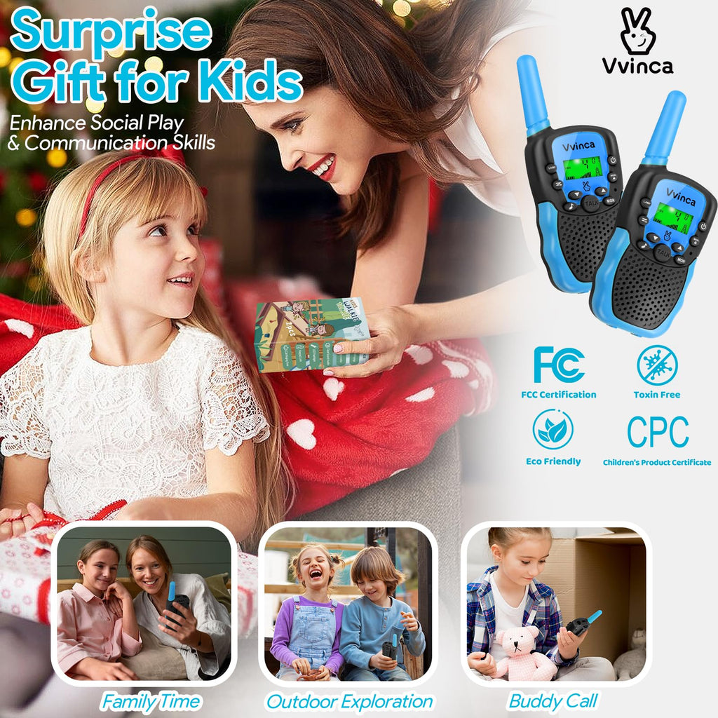 Vvinca adventure toy walkie talkie back view showcasing the sturdy integrated belt clip accessory