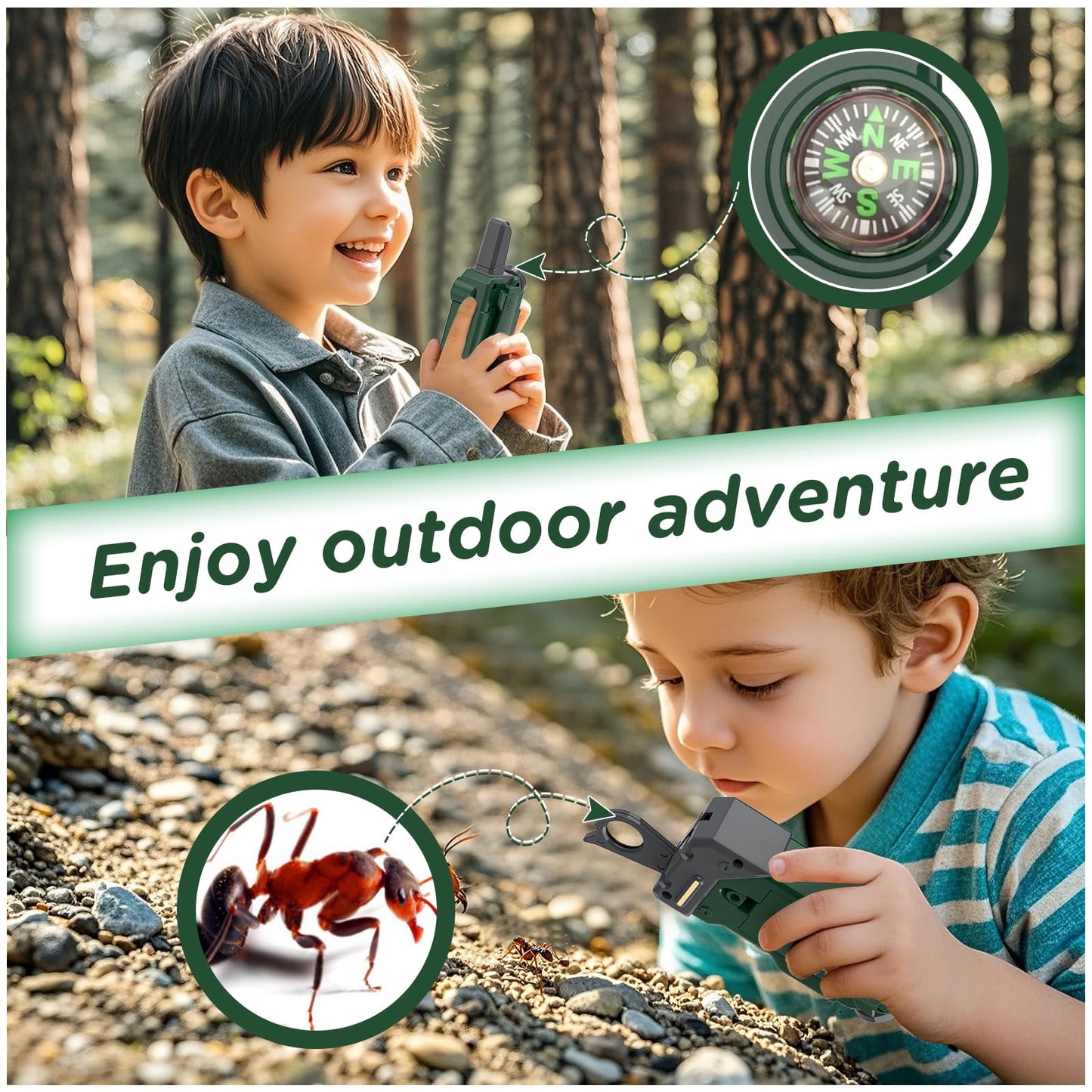 Side view of lightweight outdoor walkie talkie for kids highlighting the detachable belt clip