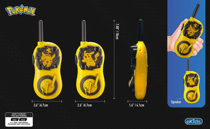 Close up of Pikachu graphic layout and lightning bolt speaker covers on eKids toy
