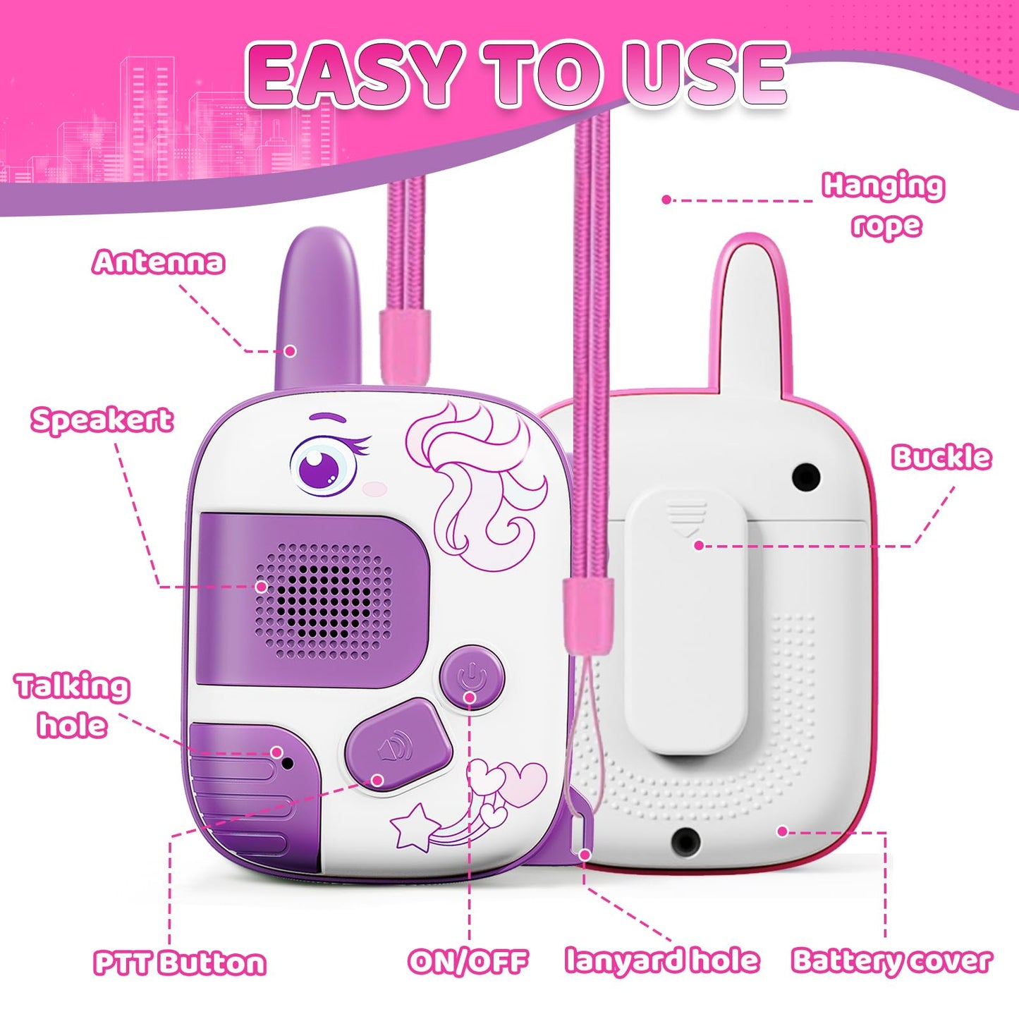 Unicorn themed adventure toys packaging highlighting consumer information scan code
