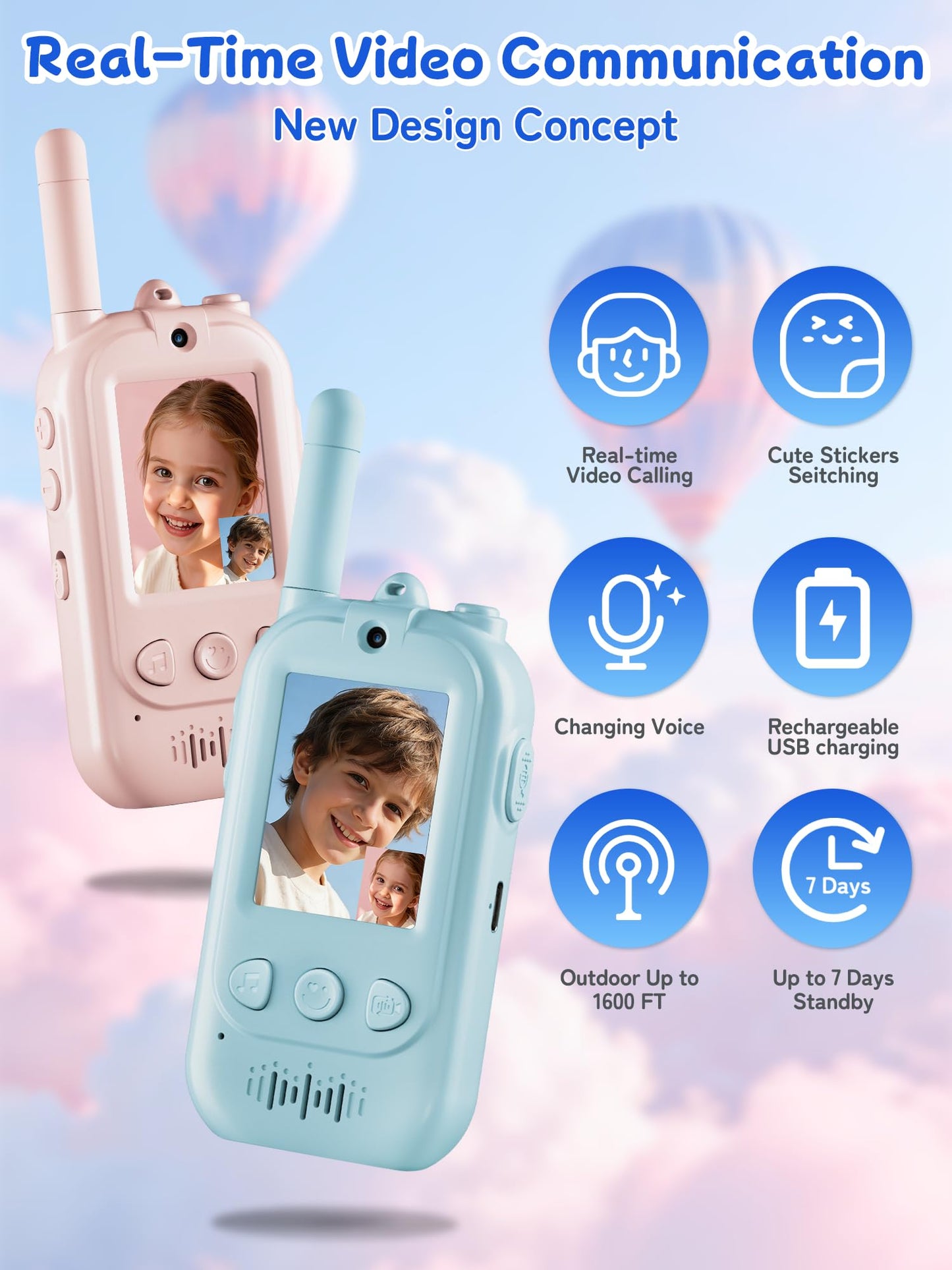 Fabeto premium imported kids intercom showing side charging port and volume buttons