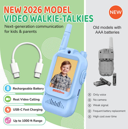 LEENK rechargeable video intercom for kids showing the side button and ergonomic grip profile