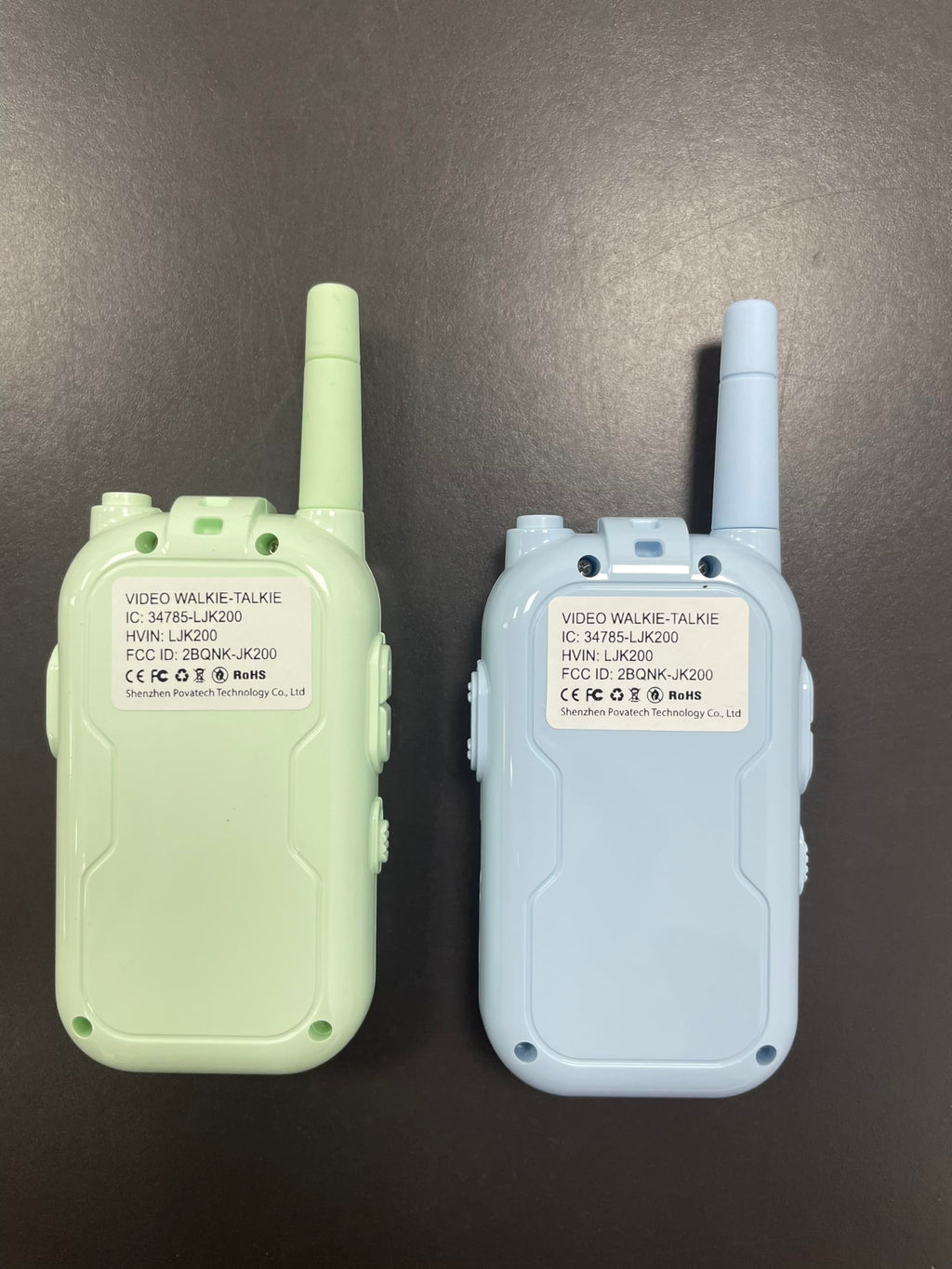 USA imported LEENK kids video walkie talkie retail packaging highlighting key product features