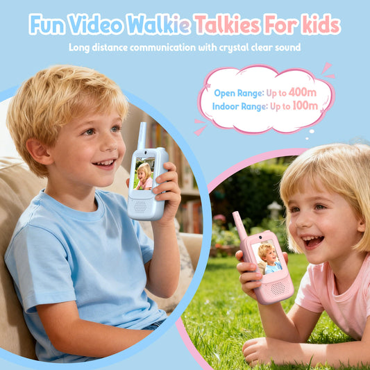 Two pack rechargeable kids video intercom toys with high definition screen display illuminated