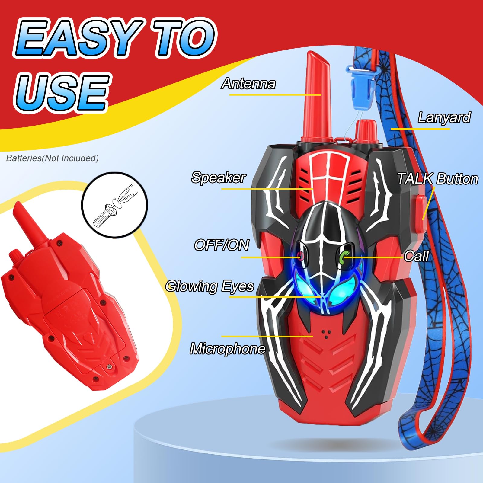 Drop resistant anti fall plastic walkie talkie set for young boys