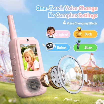 Side view of ESSEN children smart walkie talkies highlighting the ergonomic grip and premium build