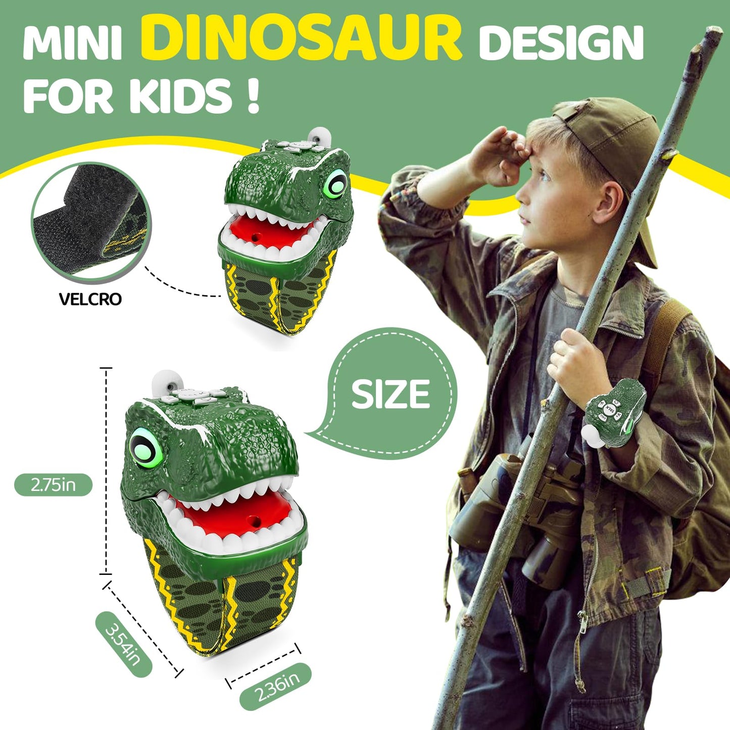 MLDKA camping gear toy walkie talkie showing the battery compartment.