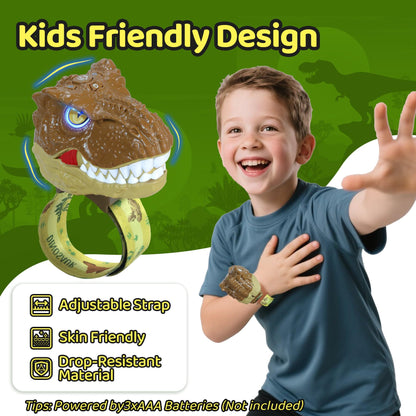 Vvinca prehistoric themed electronic wristwatch transceiver showing lightweight ergonomic design for children