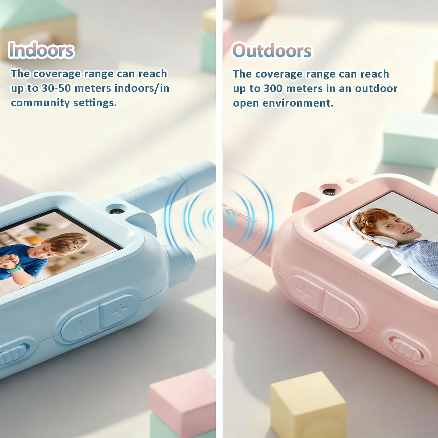 Dual pack children handheld wireless communicators showing rear battery compartment details