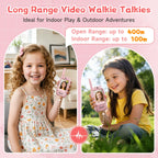Two pack rechargeable video intercom devices for kids in pink color