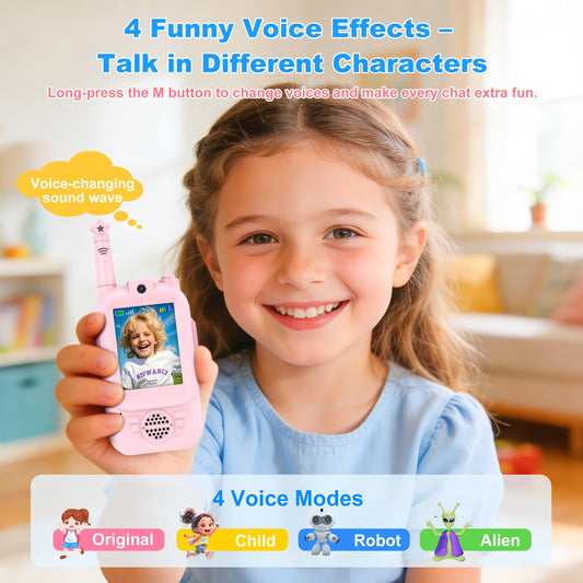 EvznFeo two pack two way radios featuring child friendly compact design and built in camera lenses