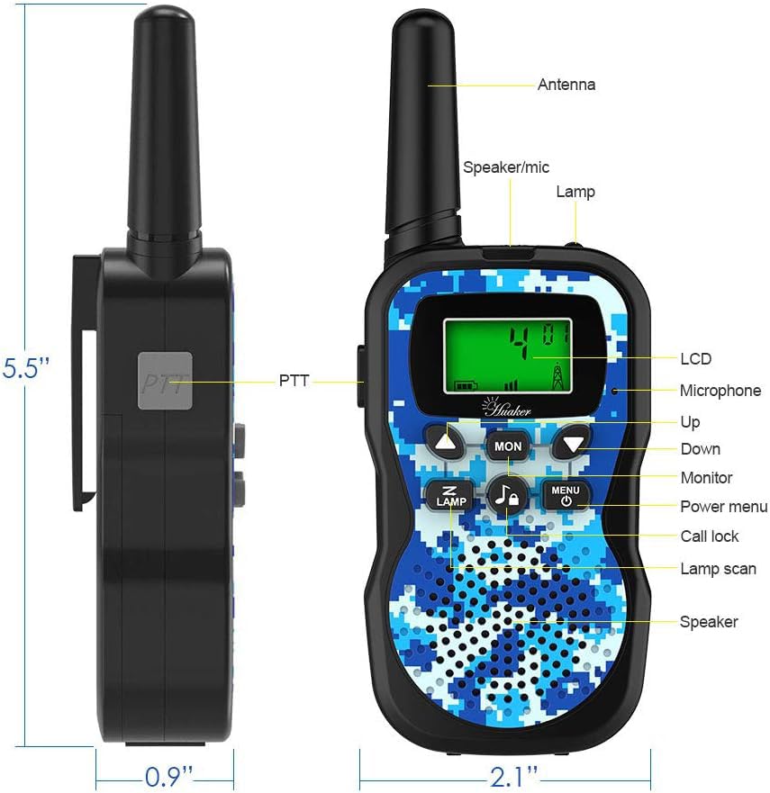 Three pack children two way radios with backlit screen and flashlight features